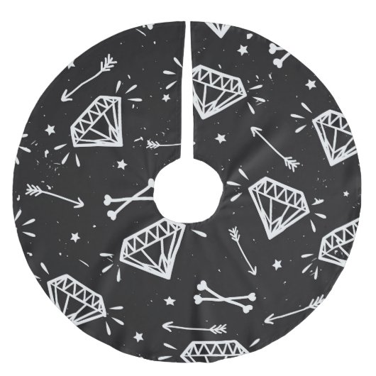 Grunge Rock: Diamanten, Knochen Muster. Polyester Weihnachtsbaumdecke (Vorderseite)