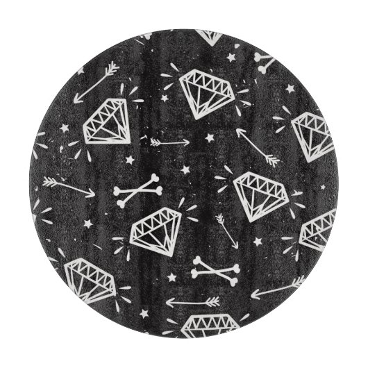 Grunge Rock: Diamanten, Knochen Muster. Schneidebrett (Vorderseite)
