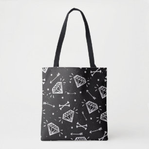 Grunge Rock: Diamanten, Knochen Muster. Tasche