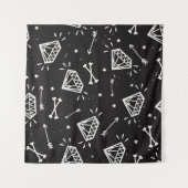 Grunge Rock: Diamanten, Knochen Muster. Wandteppich (Vorderseite (Horizontal))