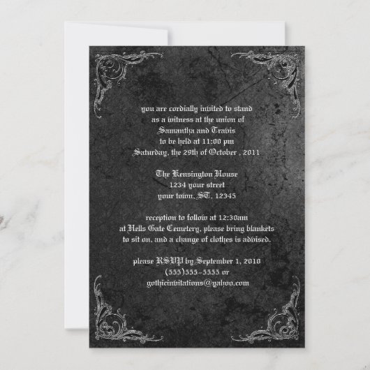 Grunge Rose Damask Gotische Einladung (Vorderseite)