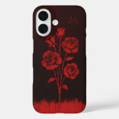 Grunge Rose Schwarz-Monogramm-Individuelle Name Case-Mate iPhone Hülle (Rückseite)