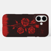 Grunge Rose Schwarz-Monogramm-Individuelle Name Case-Mate iPhone Hülle (Rückseite (Horizontal))