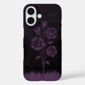 Grunge Rose Schwarzer Lila Monogramm-Individuelle  Case-Mate iPhone Hülle (Rückseite)