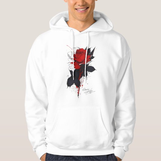 Grunge-Rote-Rosen-Kapuzenpullover Hoodie (Vorderseite)