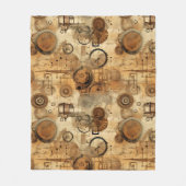 Grunge Rustic Steampunk-Uhr Fleecedecke (Vorderseite)