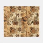 Grunge Rustic Steampunk-Uhr Fleecedecke (Vorderseite (Horizontal))