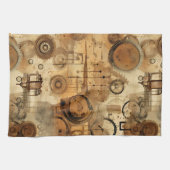 Grunge Rustic Steampunk-Uhr Geschirrtuch (Horizontal)