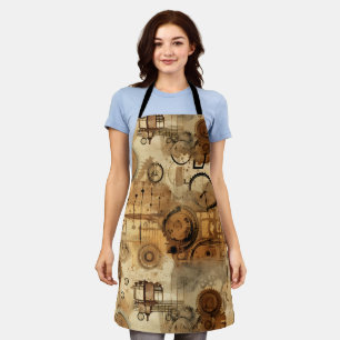 Grunge Rustic Steampunk-Uhr Schürze
