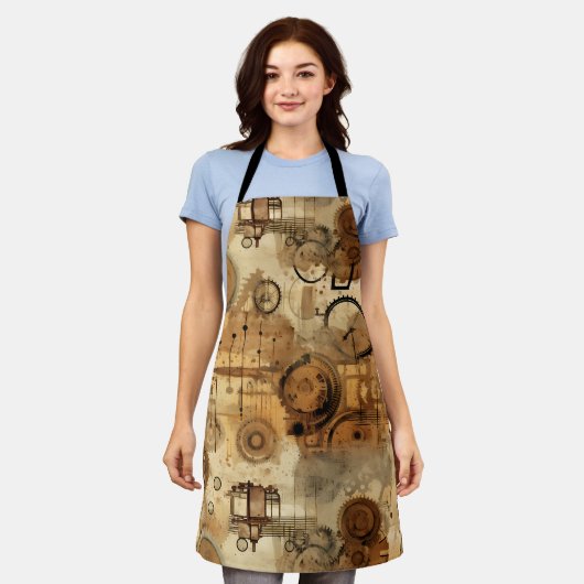 Grunge Rustic Steampunk-Uhr Schürze (Getragen)