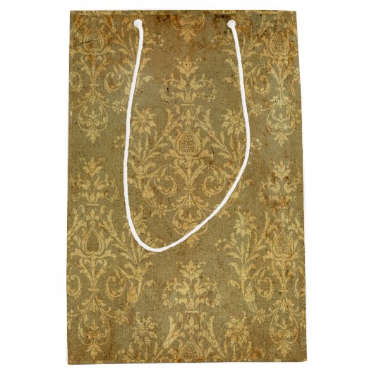 Grunge, rustikal, Damast, Bronze, antik, viktorian Mittlere Geschenktüte (Vorderseite)