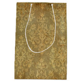 Grunge, rustikal, Damast, Bronze, antik, viktorian Mittlere Geschenktüte (Rückseite)