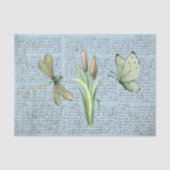 Grunge rustikale blaue Kalligraphiebriefe Seidenpapier (Vorderseite)