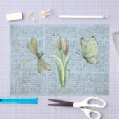 Grunge rustikale blaue Kalligraphiebriefe Seidenpapier (Handwerk)