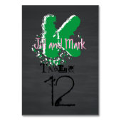 Grunge Rustikale Chalkboard Skriptkarte Tischnummer (Rückseite)