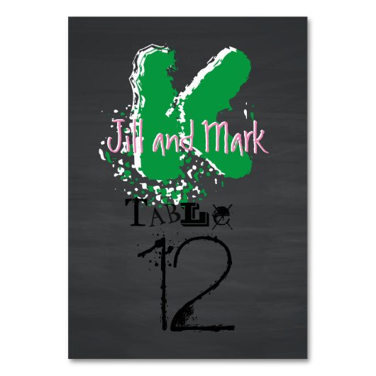 Grunge Rustikale Chalkboard Skriptkarte Tischnummer (Rückseite)