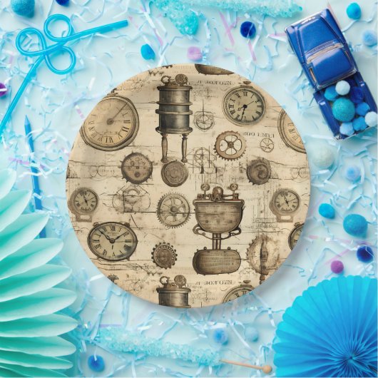 Grunge Rustikale Dampfsperre (14) Pappteller (Party)