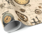 Grunge Rustikale Steampunkuhr (13) Geschenkpapier (Rolleneckpunkt)