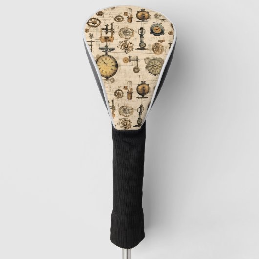 Grunge Rustikale Steampunkuhr (13) Golf Headcover (Vorderseite)