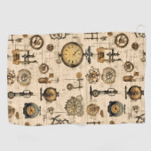 Grunge Rustikale Steampunkuhr (13) Golfhandtuch (Horizontal)