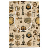 Grunge Rustikale Steampunkuhr (13) Mittlere Geschenktüte (Vorderseite)