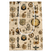 Grunge Rustikale Steampunkuhr (13) Mittlere Geschenktüte (Rückseite)