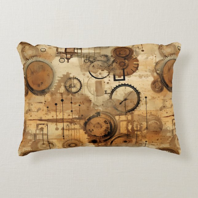 Grunge Rustikale Steampunkuhr (1) Dekokissen (Vorderseite)