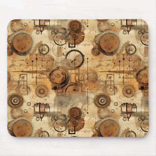 Grunge Rustikale Steampunkuhr (1) Mousepad (Vorne)