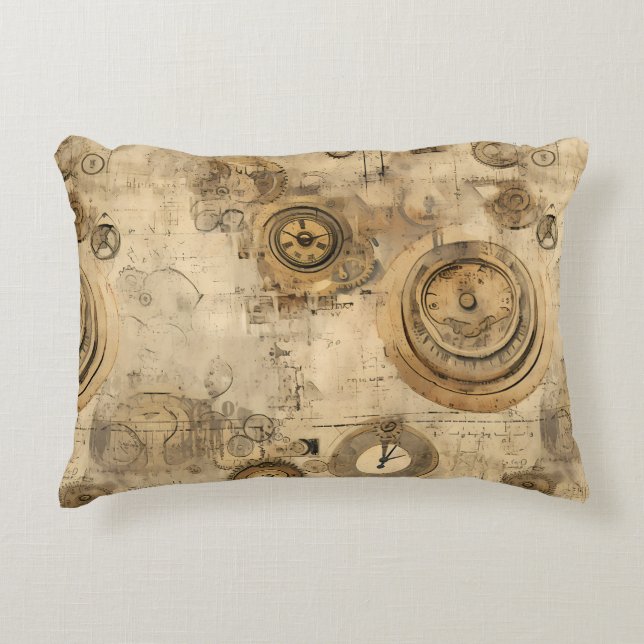 Grunge Rustikale Steampunkuhr (2) Dekokissen (Vorderseite)