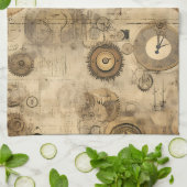 Grunge Rustikale Steampunkuhr (2) Geschirrtuch (Gefaltet)