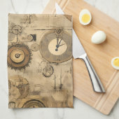 Grunge Rustikale Steampunkuhr (2) Geschirrtuch (Viertel Falte)