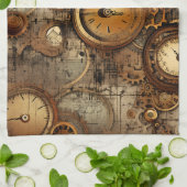 Grunge Rustikale Steampunkuhr (3) Geschirrtuch (Gefaltet)