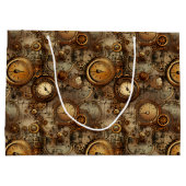 Grunge Rustikale Steampunkuhr (3) Große Geschenktüte (Rückseite)