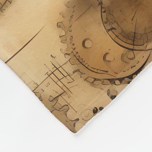 Grunge Rustikale Steampunkuhr (4) Fleecedecke (Ecke)