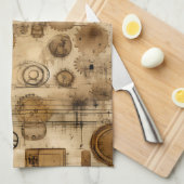 Grunge Rustikale Steampunkuhr (4) Geschirrtuch (Viertel Falte)