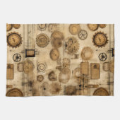 Grunge Rustikale Steampunkuhr (4) Geschirrtuch (Horizontal)