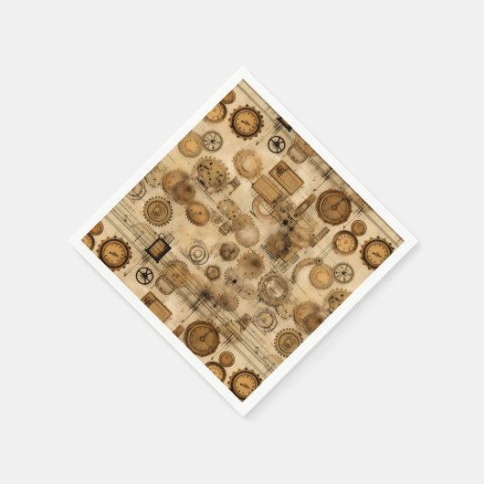 Grunge Rustikale Steampunkuhr (4) Serviette (Ecke)