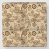 Grunge Rustikale Steampunkuhr (4) Steinuntersetzer (Vorderseite)