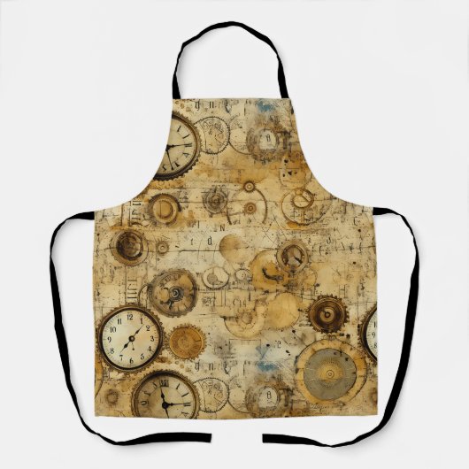 Grunge Rustikale Steampunkuhr (5) Schürze (Vorderseite)