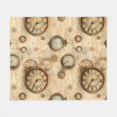 Grunge Rustikale Steampunkuhr (6) Fleecedecke (Vorderseite (Horizontal))
