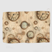 Grunge Rustikale Steampunkuhr (6) Golfhandtuch (Horizontal)