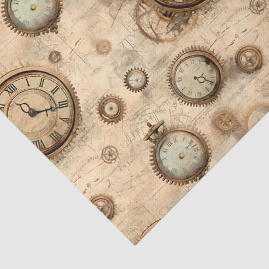 Grunge Rustikale Steampunkuhr (6) Seidenpapier (Detail)