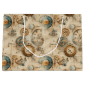 Grunge Rustikale Steampunkuhr (7) Große Geschenktüte (Vorderseite)