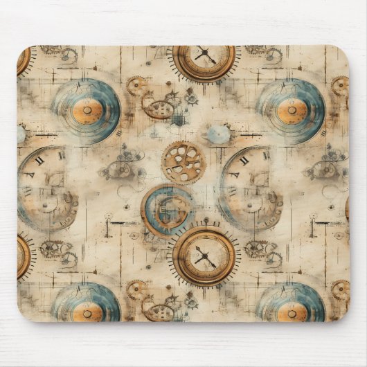 Grunge Rustikale Steampunkuhr (7) Mousepad (Vorne)