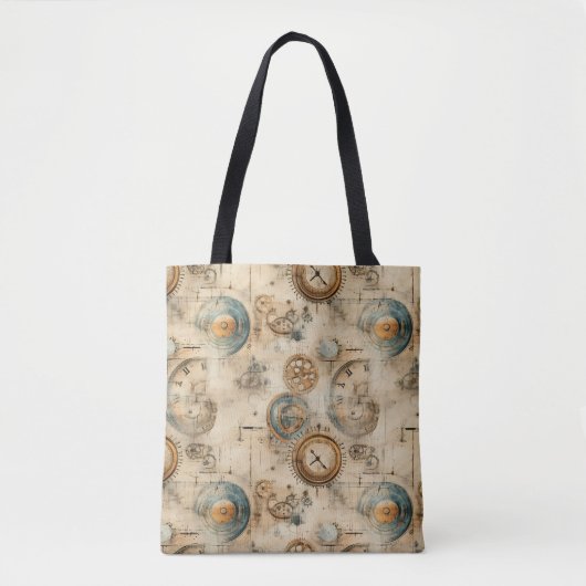 Grunge Rustikale Steampunkuhr (7) Tasche (Vorderseite)