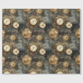 Grunge Rustikale Steampunkuhr (8) Geschenkpapier (Flach)