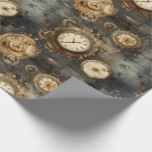 Grunge Rustikale Steampunkuhr (8) Geschenkpapier (Ecke)
