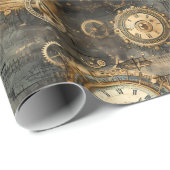 Grunge Rustikale Steampunkuhr (8) Geschenkpapier (Rolleneckpunkt)
