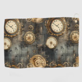Grunge Rustikale Steampunkuhr (8) Golfhandtuch (Horizontal)