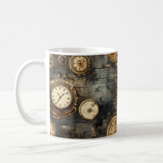 Grunge Rustikale Steampunkuhr (8) Kaffeetasse (Links)